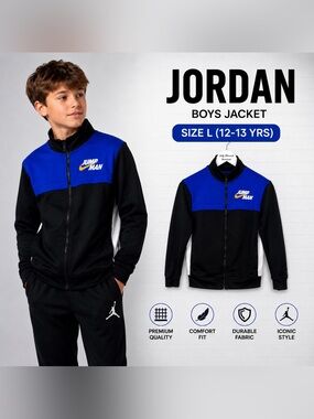 Jordan Boys Full-Zip Track Jacket – Size L (12–13 Years)